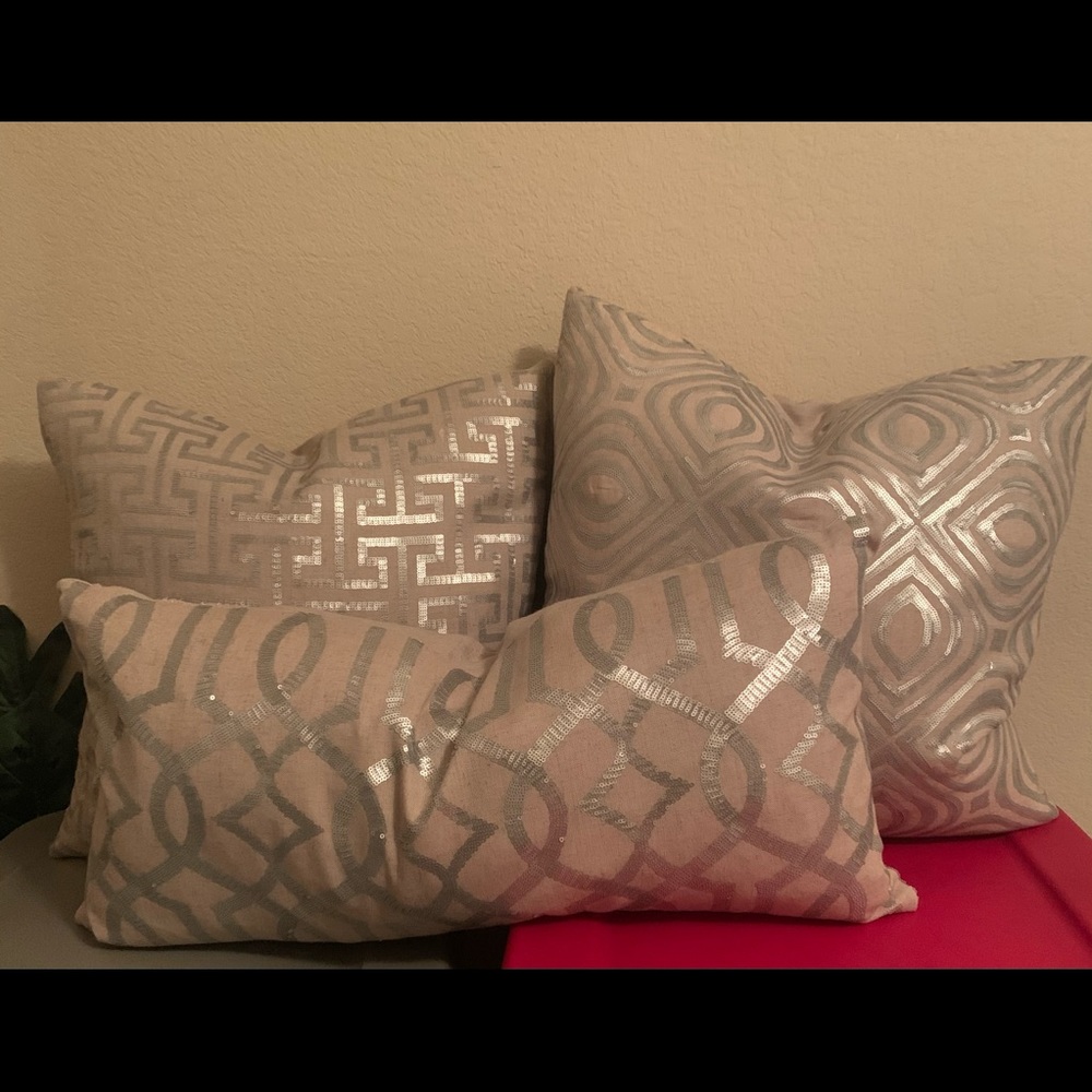 Max Studio Sequin Linen Pillow Covers